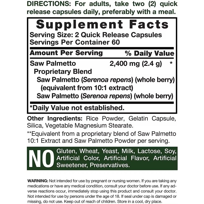 Saw Palmetto Capsules Supplier - OEM Women Hair Growth