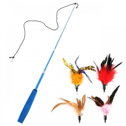 Cat Teaser Wand Supplier - Replaceable Feather Extendable Rod Custom