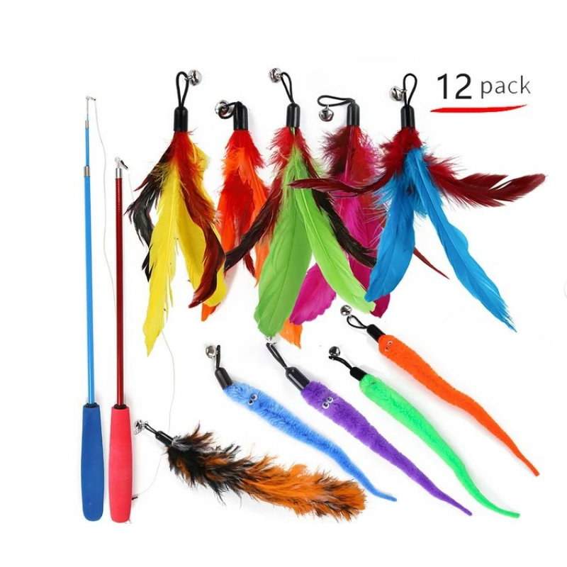 Cat Teaser Wand Supplier - Replaceable Feather Extendable Rod Custom