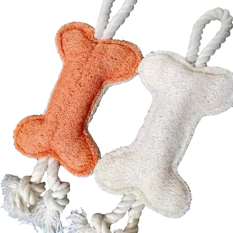 Dog Toy Manufacturer - Cotton Rope Loofah Squeaky Bone Custom