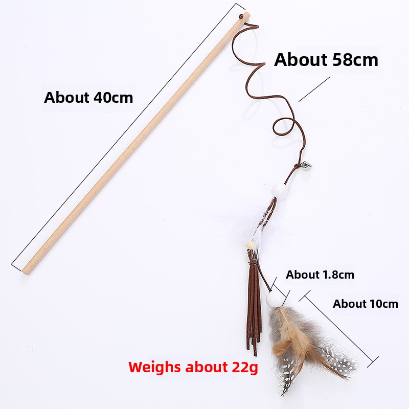 Pet Supplies Supplier - Minimalist Wood Feather Teaser Stick Custom OEM