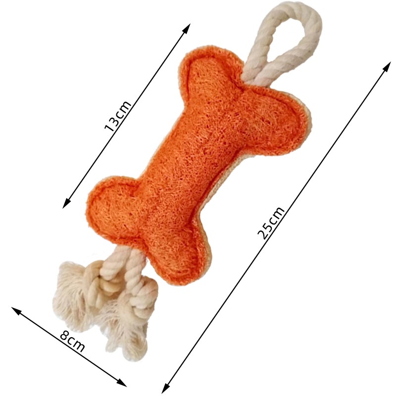 Dog Toy Manufacturer - Cotton Rope Loofah Squeaky Bone Custom