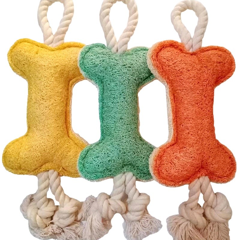 Dog Toy Manufacturer - Cotton Rope Loofah Squeaky Bone Custom