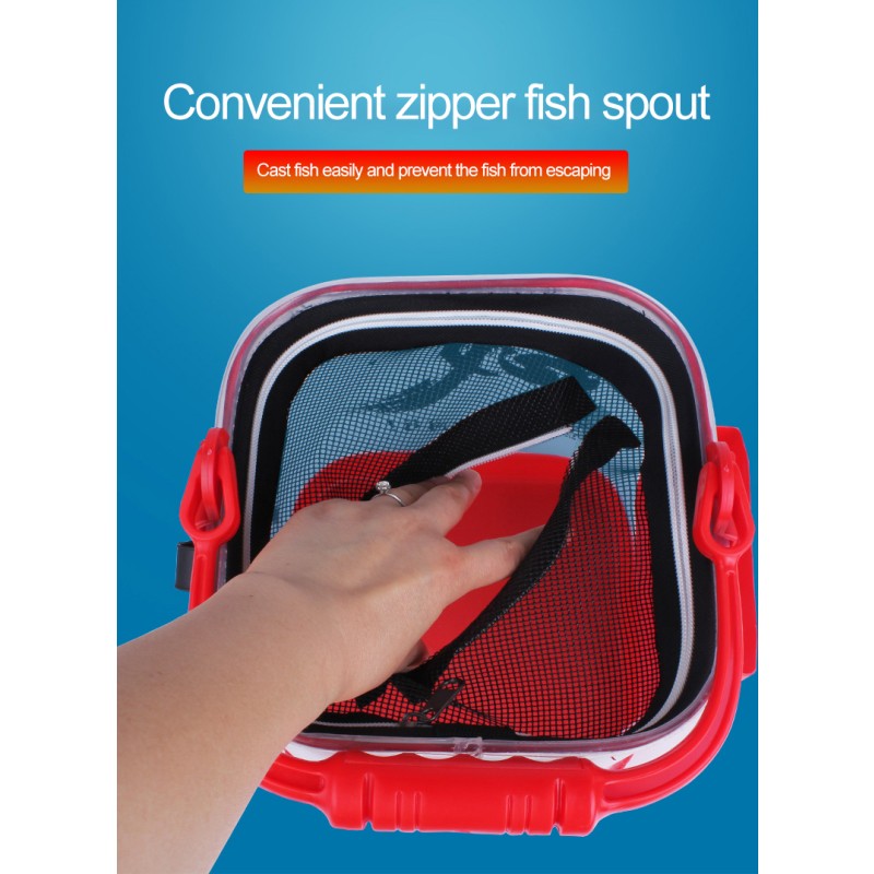 Fishing Box Manufacturer - Square EVA Live Fish Bucket with Net