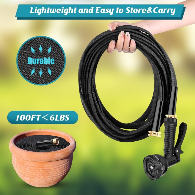 Flexible Garden Hose Supplier - 100ft Non-Expanding with 10 Function Nozzle