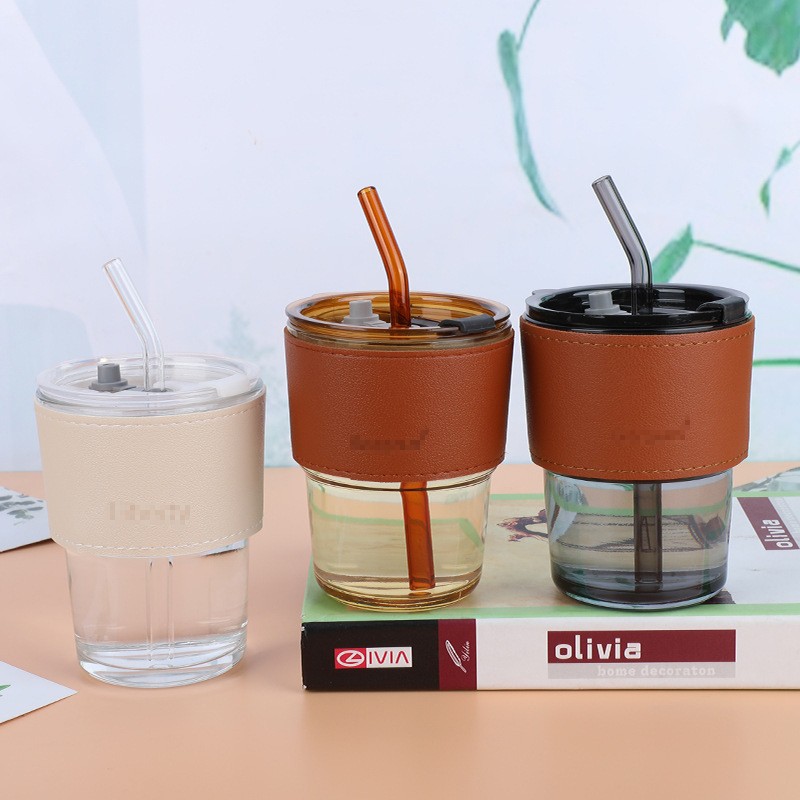 Bamboo Glass Cup Supplier - Vertical Pattern Striped with Lid