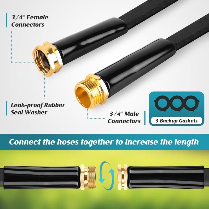 Flexible Garden Hose Supplier - 100ft Non-Expanding with 10 Function Nozzle