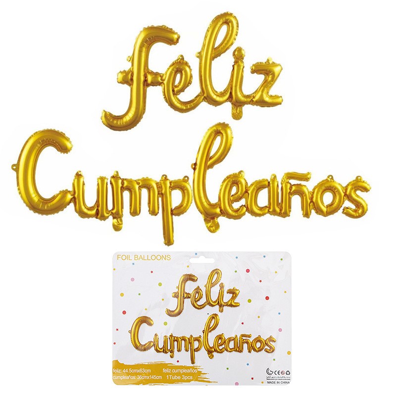 Spanish Letter Balloons Factory - 16 Inch Lowercase Feliz Cumpleanos