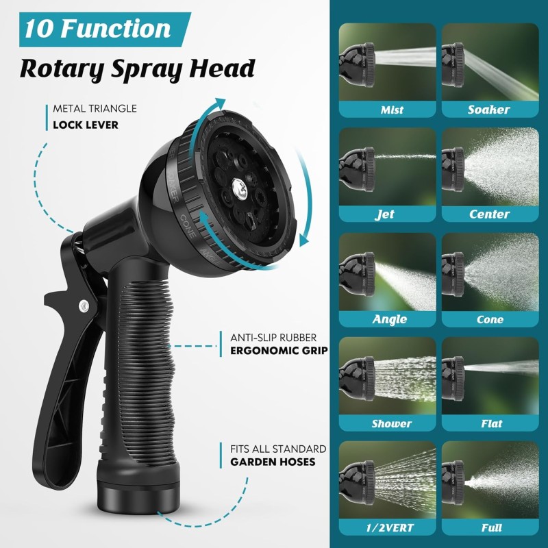 Flexible Garden Hose Supplier - 100ft Non-Expanding with 10 Function Nozzle