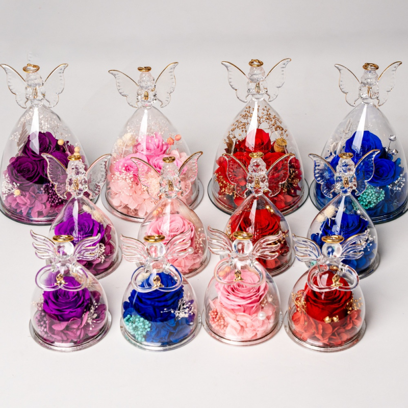 Glass Rose Ornament Supplier - Handmade LED Eternal Flower Gift Box