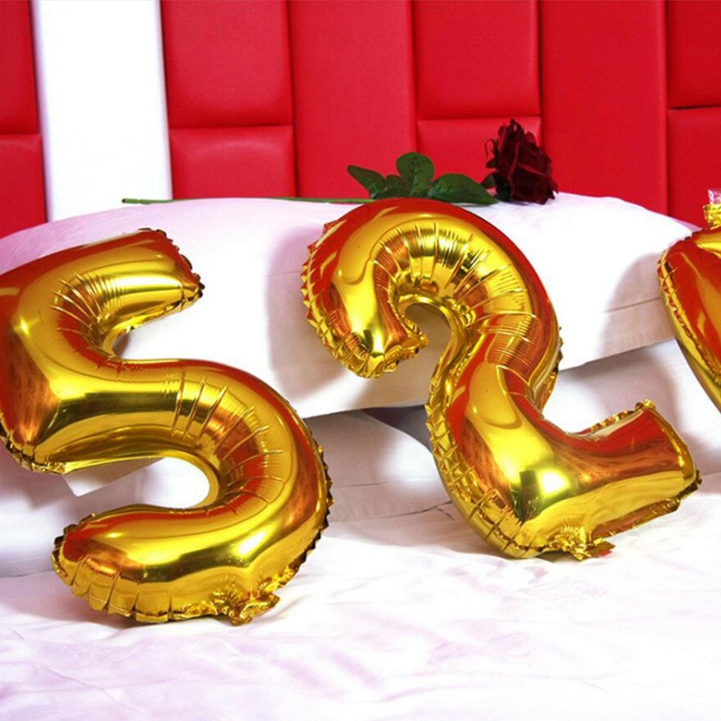 Foil Balloons Supplier - 16 Inch Gold Number Silver Birthday Party