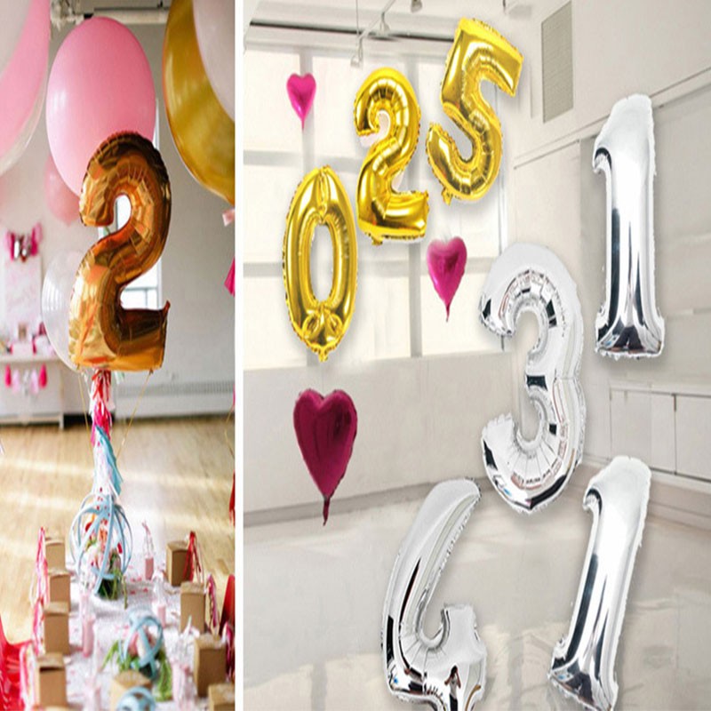 Foil Balloons Supplier - 16 Inch Gold Number Silver Birthday Party