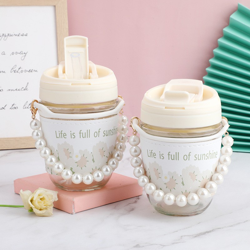 Glass Water Cup Factory - Cute Double Drink Pearl Portable