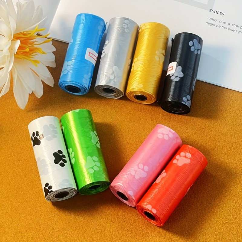 Pet Waste Bags Factory - 6pcs Paw Print Plastic Cleaning Bags