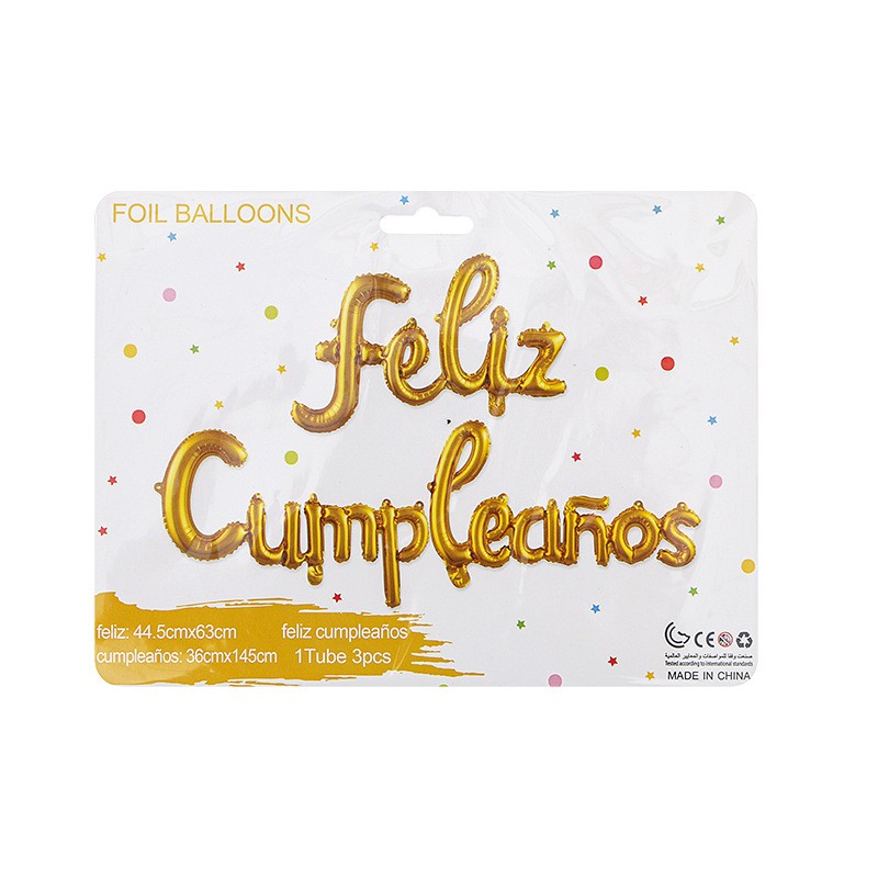 Spanish Letter Balloons Factory - 16 Inch Lowercase Feliz Cumpleanos