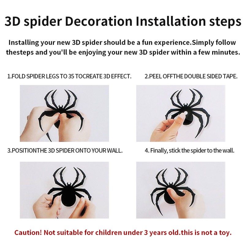 Halloween Sticker Factory - 3D Spider Wall Haunted House Decoration
