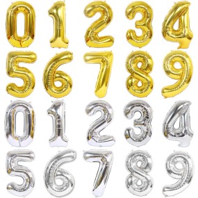 Foil Balloons Supplier - 16 Inch Gold Number Silver Birthday Party