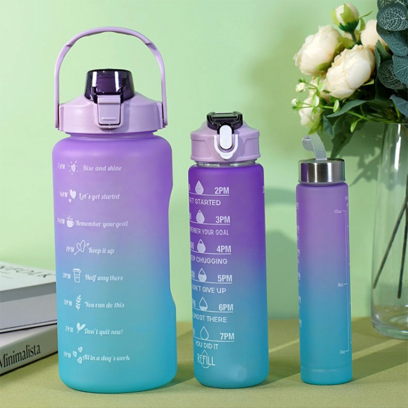 Water Bottle Set Supplier - 3in 1 Sport Half Gallon Plastic Bottle