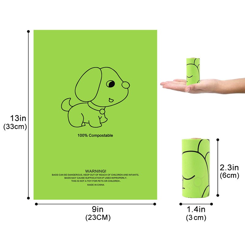 Pet Poop Bag Factory - Corn Starch Green Extra Thick Leak Proof