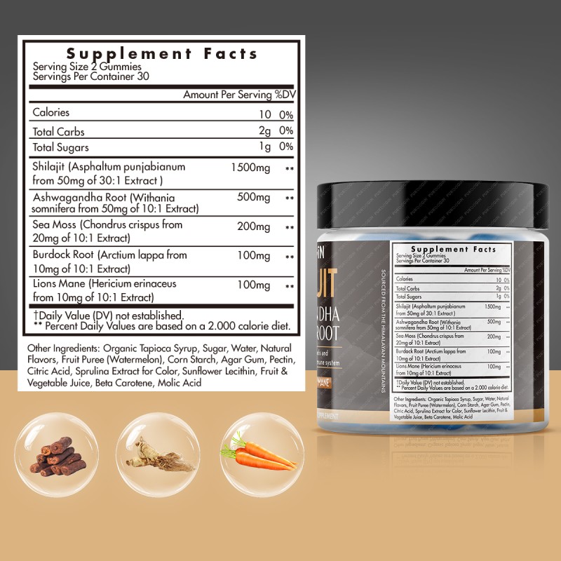 Shilajit Ashwagandha Gummies Factory - OEM Custom Burdock Root