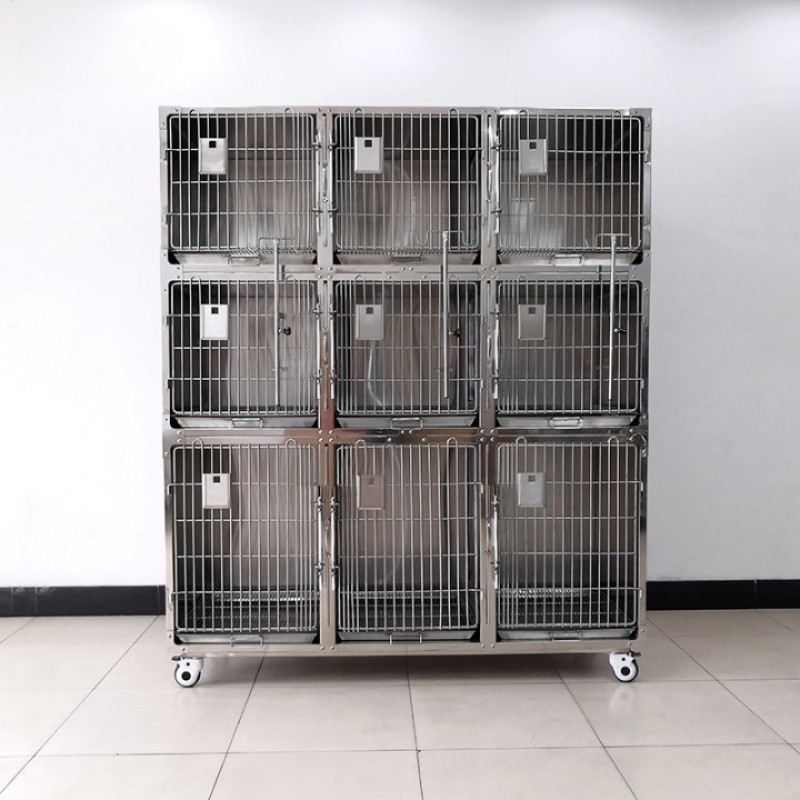 Veterinary Cage Factory - Nine Compartments Stainless Steel