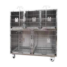 Veterinary Cage Supplier - Stainless Steel Two Stage Five Compartments