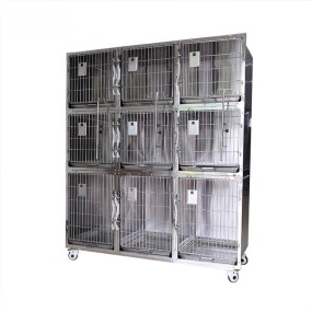 Veterinary Cage Factory - Nine Compartments Stainless Steel