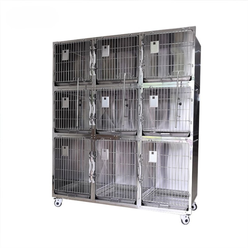 Veterinary Cage Factory - Nine Compartments Stainless Steel
