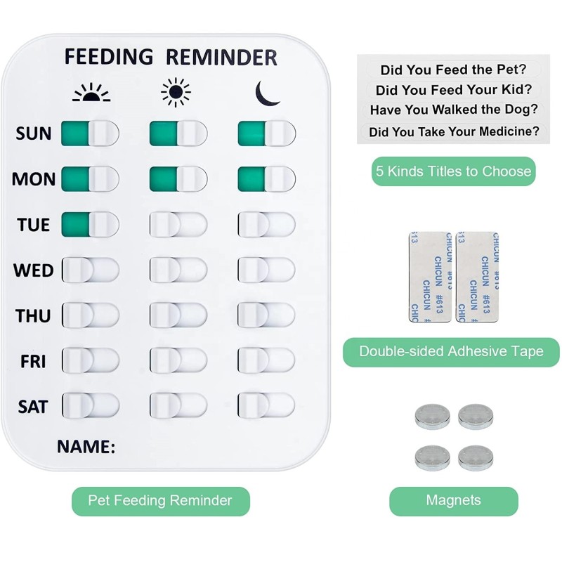 Pet Feeding Reminder Factory - Magnetic 3 Times a Day Sticker