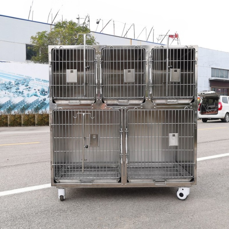 Veterinary Cage Supplier - Stainless Steel Two Stage Five Compartments