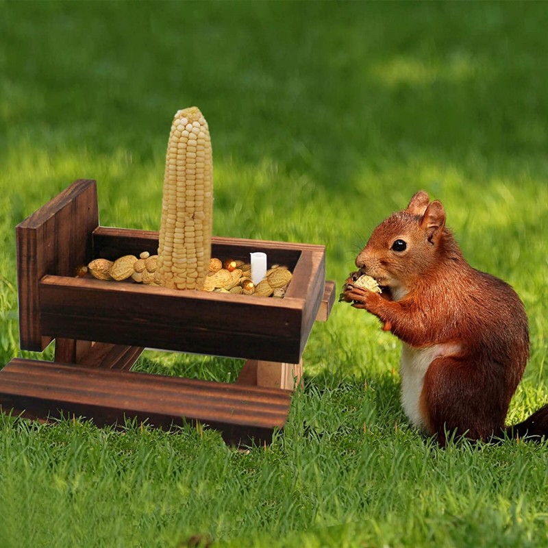 Squirrel Feeder Factory - Wooden Picnic Table with Umbrella Holder