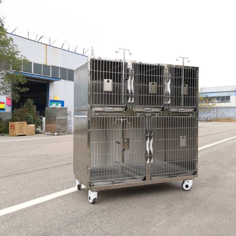 Veterinary Cage Supplier - Stainless Steel Two Stage Five Compartments