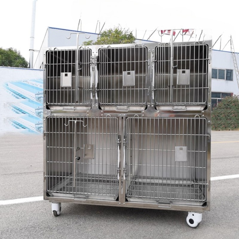 Veterinary Cage Supplier - Stainless Steel Two Stage Five Compartments