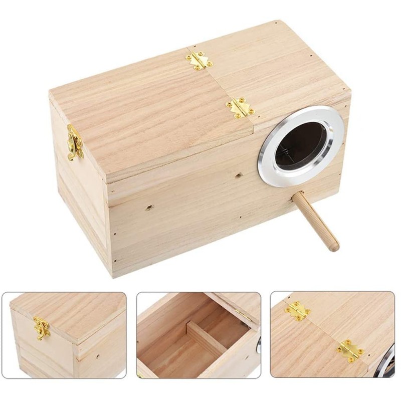 Parakeet Nest Box Factory - Wood Budgie Breeding Box Natural