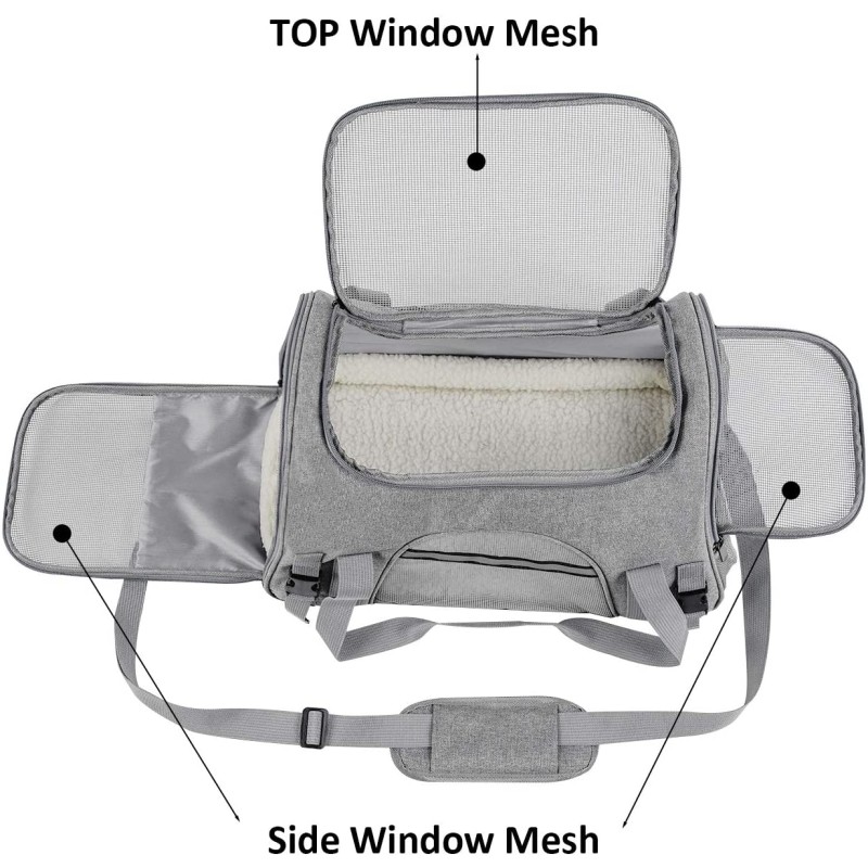 Pet Carrier Supplier - Airline Approved Soft Plush Window Mesh