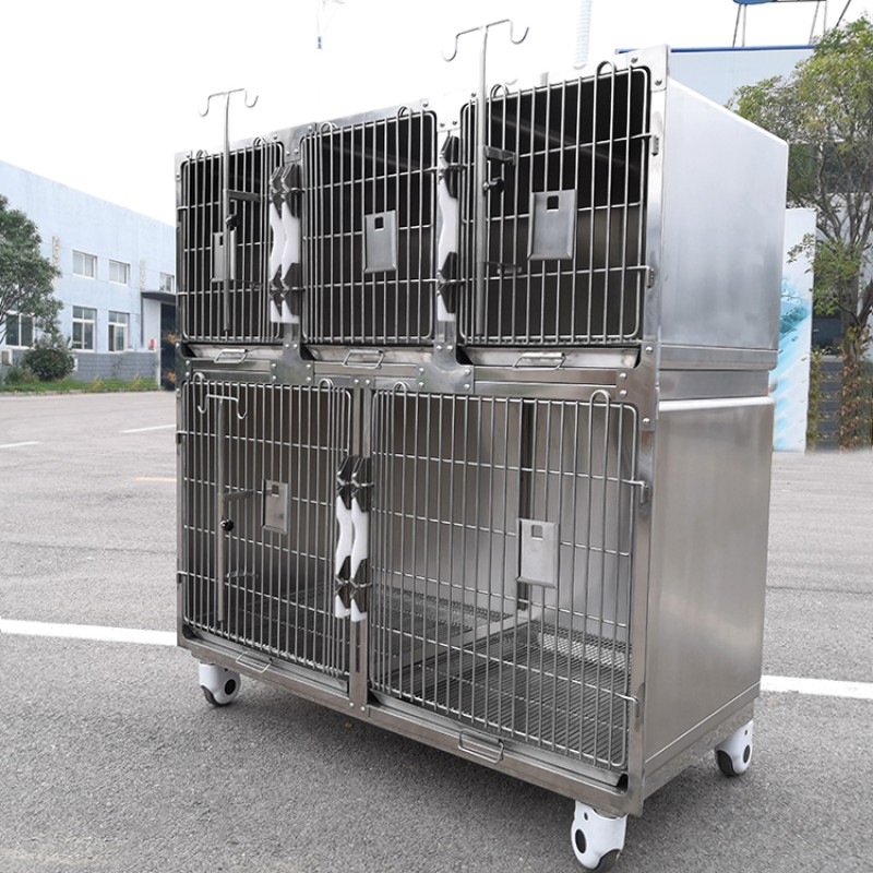 Veterinary Cage Supplier - Stainless Steel Two Stage Five Compartments