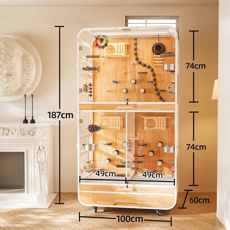 Parrot House Factory - Elegant Wooden Reinforced Metal Mesh