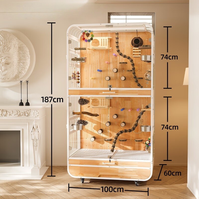 Parrot House Factory - Elegant Wooden Reinforced Metal Mesh