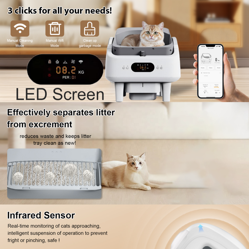Cat Toilet Manufacturer - WiFi App Electric Open Top