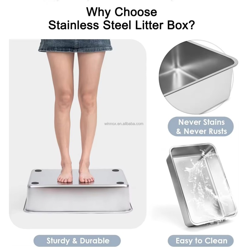 Kitty Litter Box Supplier - 20L Stainless Steel Easy Clean