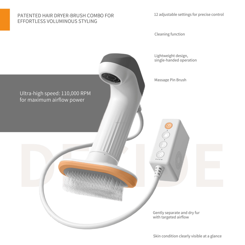 Pet Hair Dryer Supplier - 2-in-1 Comb Brush Gentle Cleaning