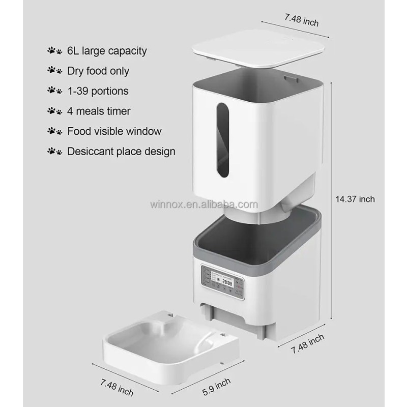 Pet Feeder Manufacturer - 6.2L Voice Recording Anti-stuck