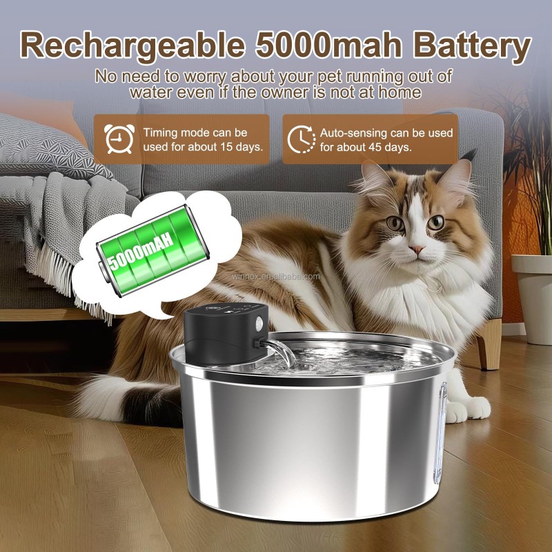 Cat Fountain Supplier - Wireless Battery Operated 5000mah