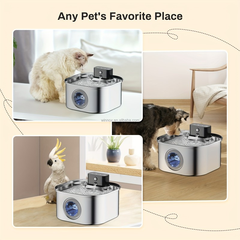 Pet Water Fountain Manufacturer - 3.2L Stainless Steel 4200mah