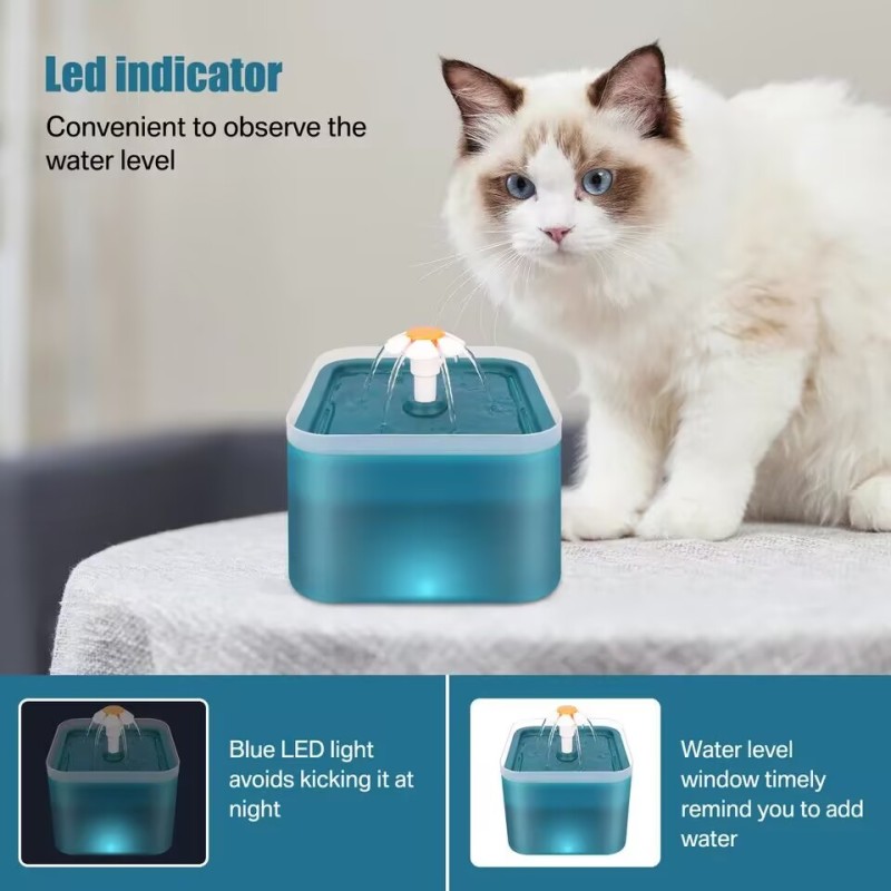 Pet Water Feeder Factory - 2L Translucent Filtered Fountain