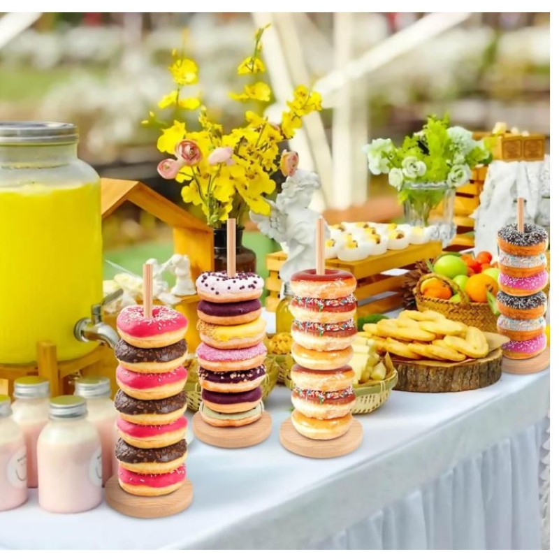 Donut Stand Factory - Bamboo Wood 4 PCS Dessert Display