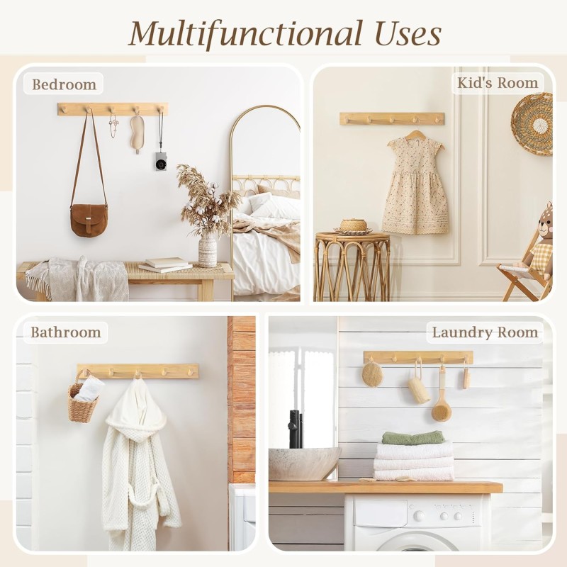 Coat Rack Supplier - 2 Pcs Wall Mounted 5 Hooks