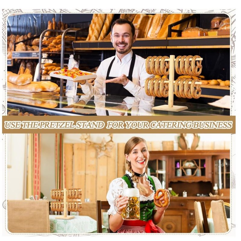 Pretzel Holder Supplier - Bamboo Display Rack with Hooks