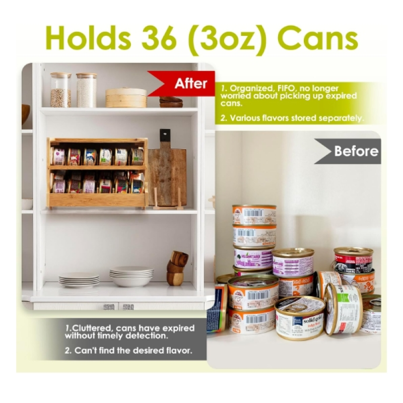 Can Organizer Supplier - Bamboo Pantry Cat Food Storage