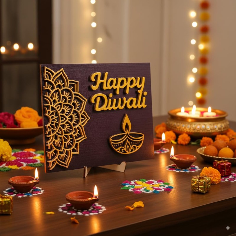 Wooden Table Logo Factory - Diwali Gifts Mandala Design